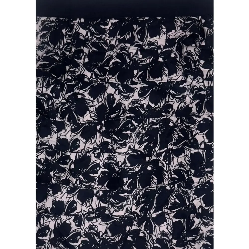 Alfani Womens Size 10 Black White Floral Tiered Pencil Skirt Back Zipper